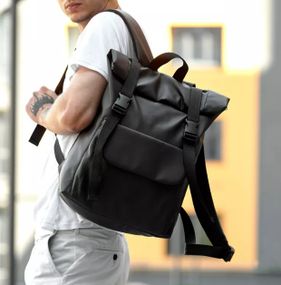Мужской рюкзак Sambag RollTop Milton черный 41 х 30 х 16 см (24251001m)