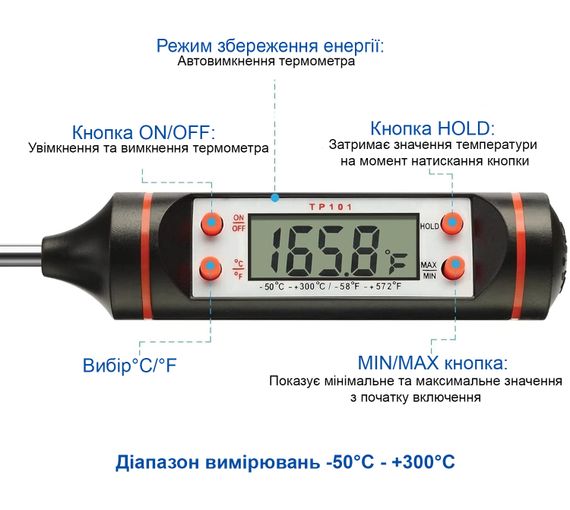 Термометр электронный кухонный, кулинарный щуп UChef TP101 (3156) | Зображення 4