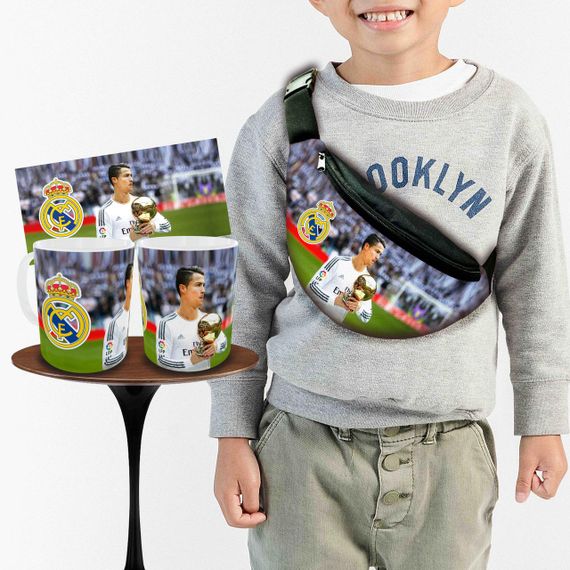 Набір: дитяча сумка-бананка+кружка Кріштіану Роналду 32х15см, бананка для хлопчика через плече на подарунок (00909)