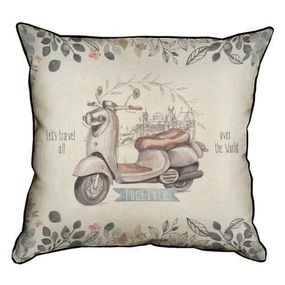 Подушка с мешковины Let`s travel all over the World together 45x45 см (45PHB_18L015_SE)