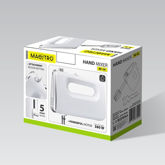 Міксер ручний Maestro MR-503, 500 Вт, для збивання і замішування тіста | Зображення 5