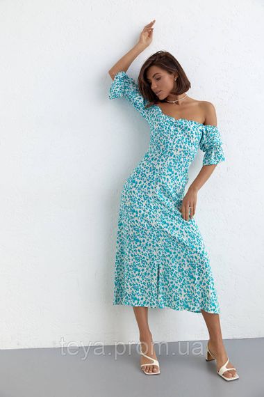 Літнє плаття на ґудзиках і з відкритими плечима колір бірюзовий FL_000208 | Зображення 4