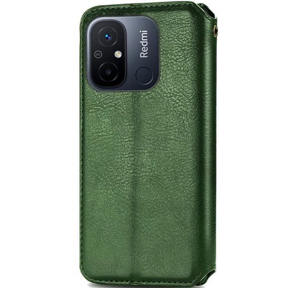Шкіряний чохол-книжка GETMAN Cubic (PU) для Xiaomi Redmi 12C Штучна шкіра, Слот для візитки, Зелений | Зображення 2