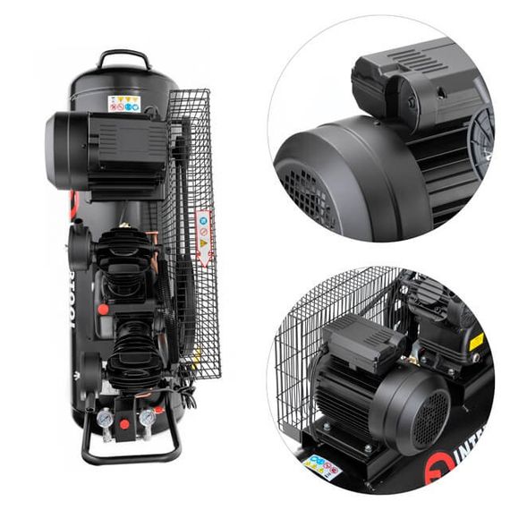 Компресор 100 л, 3 кВт, 220 В, 10 aтм, 500 л/хв., 2 циліндри, STORM INTERTOOL PT-0014 | Зображення 5