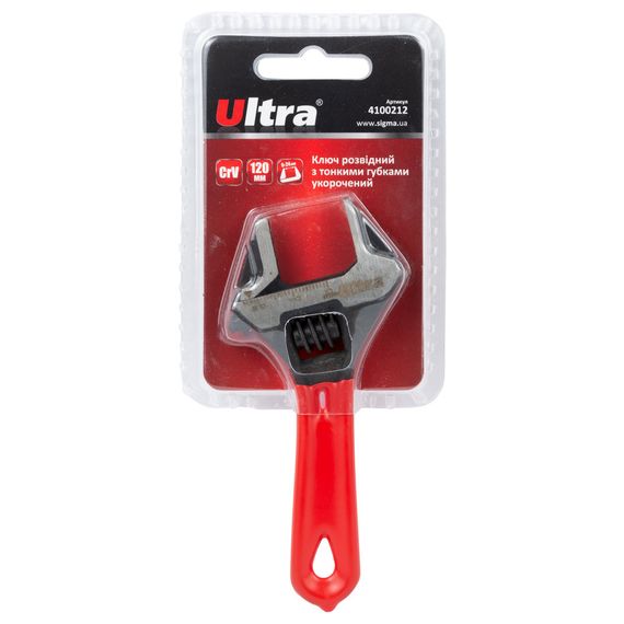 Ключ розвідний Ultra з тонкими губками укорочений 120 мм 0-24 мм CrV (4100212) | Зображення 1