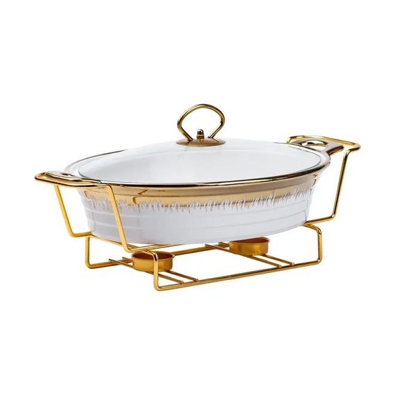 Настільна мармітниця 35х22.5х15.5 см марміт порцелянаовий для других страв 1,5 л HP1026 | Зображення 1