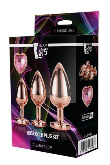 Dt21792 набір анальних пробок GLEAMING LOVE ROSE GOLD PLUG SET Sex Aura | Зображення 1