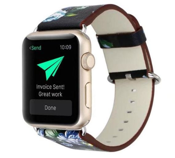 Кожаный ремешок Primo Blue Flower для Apple Watch 38mm / 40mm / 41mm размер S | Зображення 1