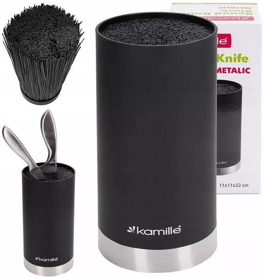 Підставка Kamille Black&Silver, колода для ножів Ø11х22см з поліпропіленовим наповнювачем | Зображення 2