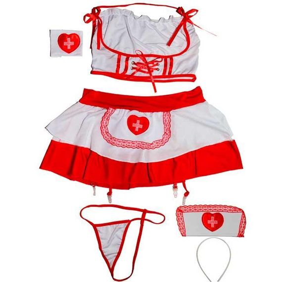 Ролевой костюм медсестрички с подвязками для чулок S-M – Ролевые костюмы