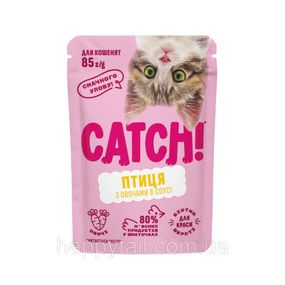 Влажный корм Catch! для котят с птицей и овощами в соусе 85 г