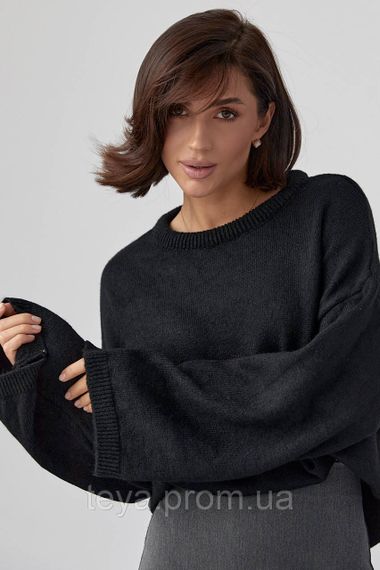 Однотонний в'язаний джемпер oversize колір чорний розмір S FL_000890 | Зображення 3