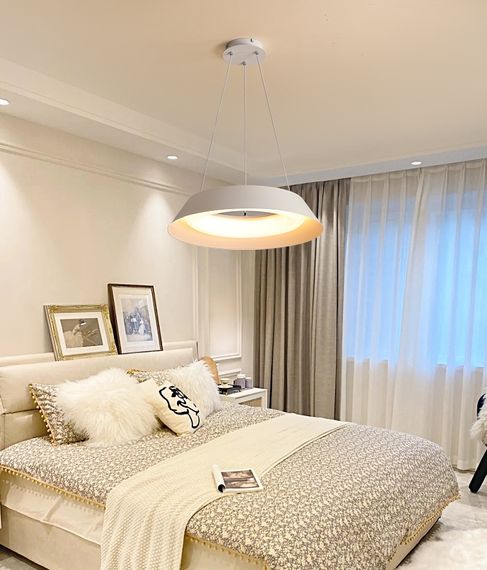 Люстра світлодіодна підвісна LED світильник для квартири на стелю лед з пультом 27575 Білий 25-90х50х50 см. | Зображення 9