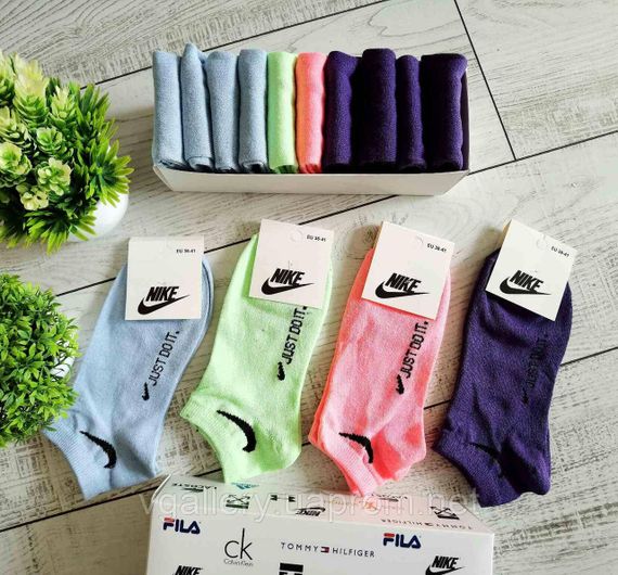 Шкарпетки низькі Nike різні кольори, жіночі шкарпетки Найк різнокольорові, спортивні шкарпетки | Зображення 1
