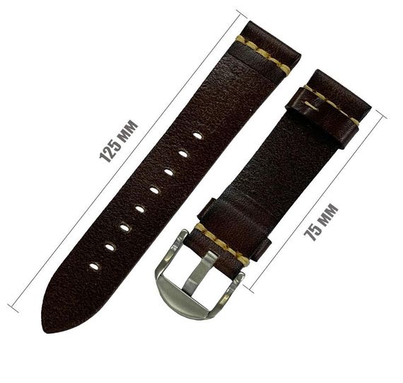 Кожаный ремешок Primolux C052B Steel buckle для часов Honor Magic Watch 2 46mm - Dark Brown | Зображення 2