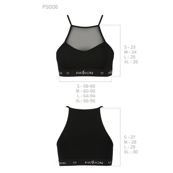 Спортивний топ з прозорою вставкою Passion PS006 TOP black,, L | Зображення 5