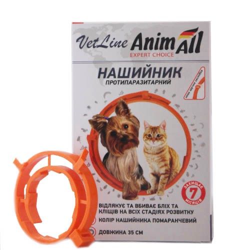 Ошейник противопаразитарный AnimAll VetLine, 35 см, оранжевый