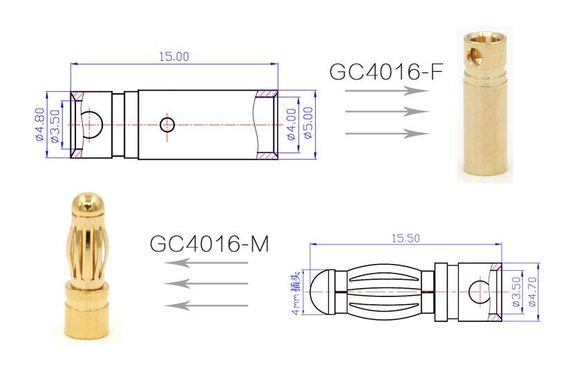 50 шт - Коннекторы AMASS PLUG 4.0MM Male | Зображення 1