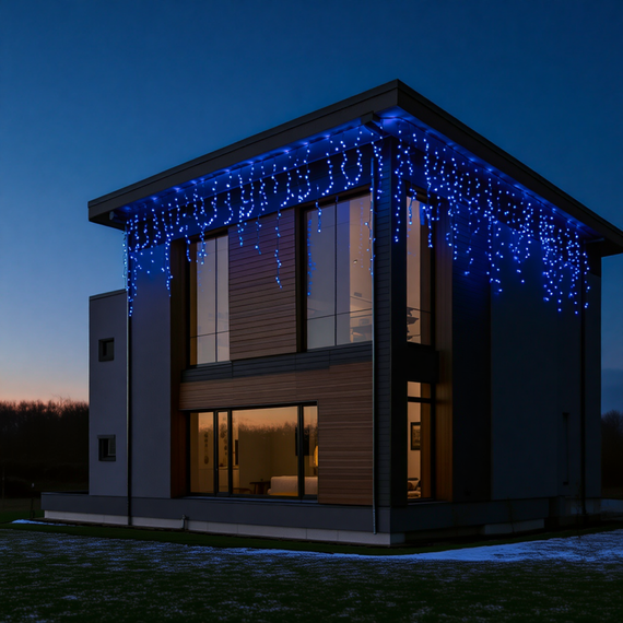 Вулична гірлянда Бахрома 25 м 405 LED синя, чорний провід | Зображення 2