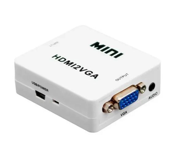 Перехідник VGA на HDMI конвертер для ПК, ноутбука, відео реєстратора адаптер перетворювач з аудіо та зовнішнім живленням HDMI -