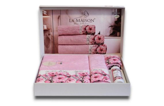 Подарунковий набір бамбукових рушників La Maison, 3 шт. з ароматом Nela | Зображення 2