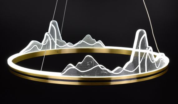 Люстра світлодіодна підвісна LED світильник для квартири на стелю лед 26898 Латунь 35-150х50х50 см. | Зображення 7