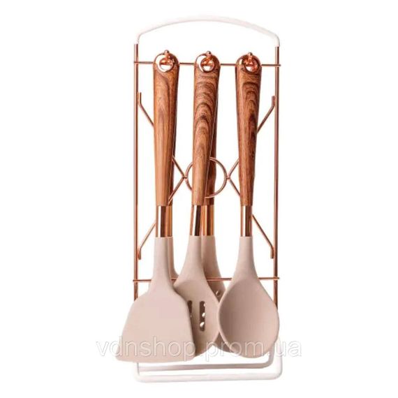 Набор кухонных принадлежностей на подставке 6 штук кухонные аксессуары Дерево YRUR8 | Зображення 2