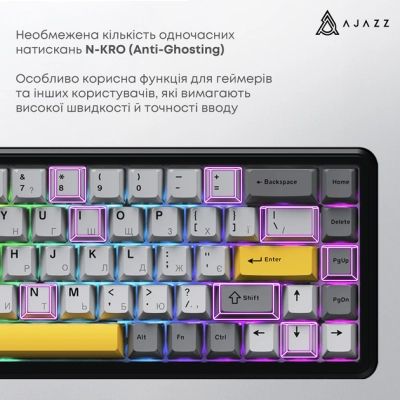 Клавиатура Ajazz AK680 MAX (8+8K) Magnetic Switch RGB Wireless/Bluetooth/USB Black (AK680-M-BGY-A) | Зображення 7