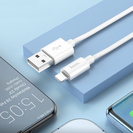 Дата кабель Hoco X87 Magic silicone USB to Lightning (1m) White | Зображення 5