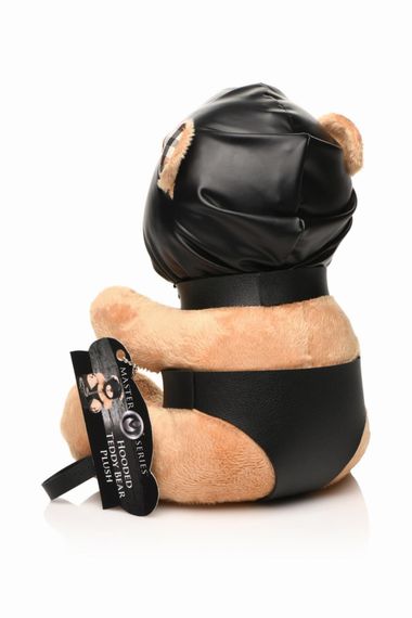 Плюшевий ведмедик HOODED Teddy Bear БДСМ у шкіряному капюшоні з повідцем, 23x16x12 см | Зображення 2