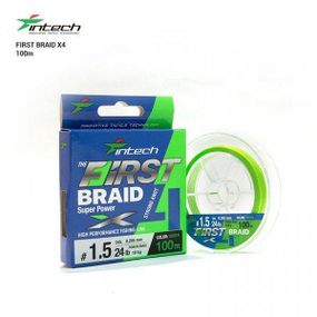 Шнур плетенный рыболовный Intech Интеч First Braid X4 Green 100m 1.5 24lb/10.0kg