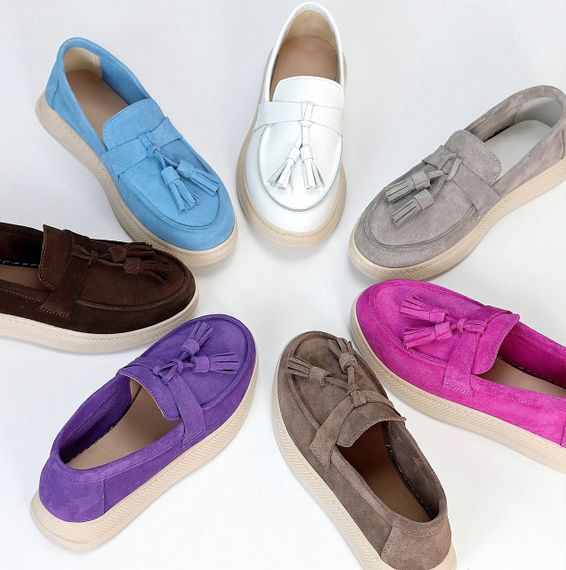 Сірі замшеві прошитие лофери натуральна замша колір на вибір | Зображення 9