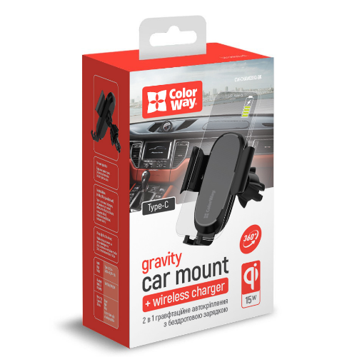 Тримач автомобільний для мобільного + БЗП 2в1 Air Vent Car ColorWay CW-CHAW038Q-BK чорний | Зображення 3