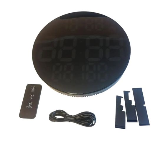 Цифровые изогнутые зеркальные настольные часы LED-экраном DS-3813L будильник, питание 220V/ батарейки Черный | Зображення 1