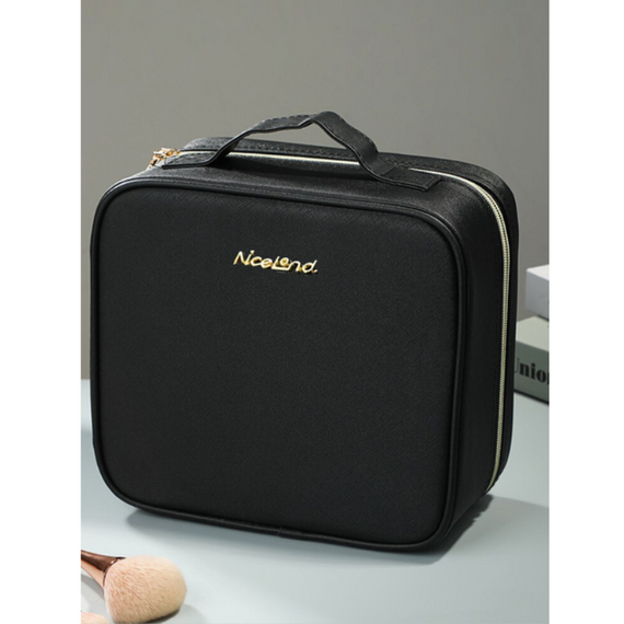 Органайзер для косметики з дзеркалом і LED-підсвіткою, чорний б'юті-кейс для макіяжу та догляду за собою | Зображення 5