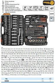 Набір головок торцевих STHOR 1/2" 173 штуки VOREL-58688