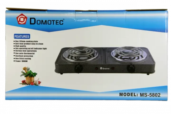 Електроплита DOMOTEC MS-5802 (вузький ТЕН на 2 конфорки/2УТ) | Зображення 2