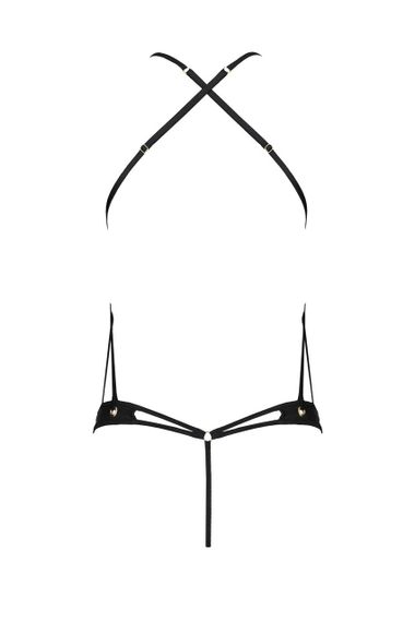 Боді з відкритим доступом Passion TASMINA BODY L/XL black, екошкіра, шнурівки, ажурні мережива | Зображення 3