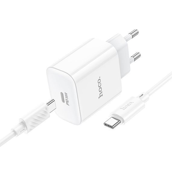 Набор СЗУ 110-240V HOCO C76A Pro+ Type-C кабель, USB-C, PD30W, кабель 1м, White, Box | Зображення 2