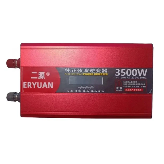 Перетворювач напруги інвертор Eryuan з чистою синусоїдою та LCD-дисплеєм DC/AC 12V-220V 3500W Red