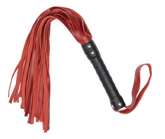 Флоггер из натуральной кожи Flirty Leather - Black & Red, BG-00004 Sex Aura | Зображення 1