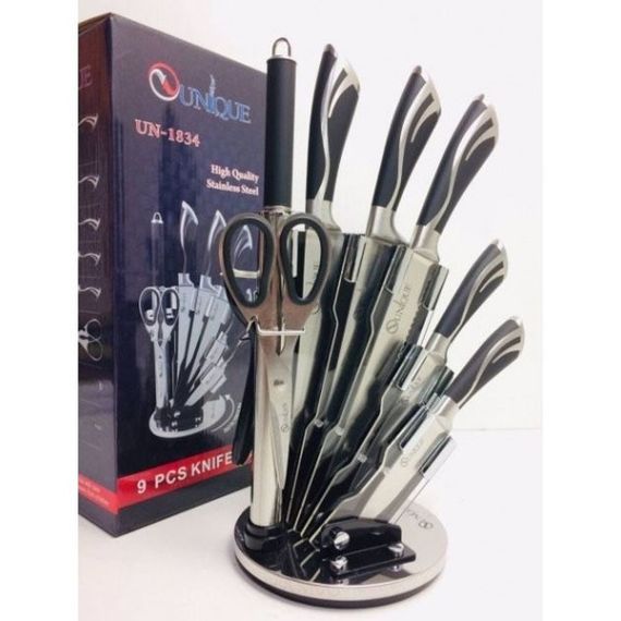Набор ножей UNIQUE UN-1834 с вращающейся подставкой 9 предметов | Зображення 1