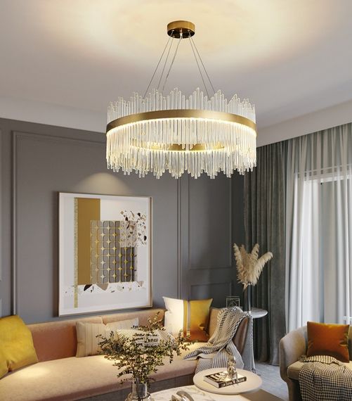 Люстра світлодіодна підвісна LED світильник для квартири на стелю лед 26923 Золото 50-180х60х60 см. | Зображення 3