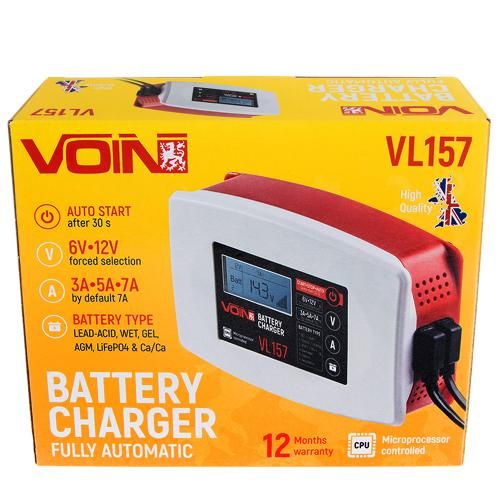 Зарядний пристрій VOIN VL-157 6&12V/3-5-7A/3-120AHR/LCD/Iмпульсний | Зображення 1