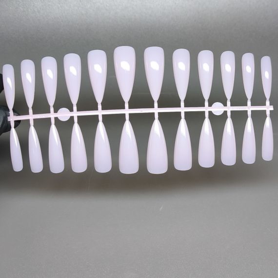 Гелевые типсы для наращивания №1 молочно-розовые 24шт (средний стилет)