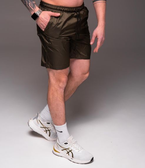 Мужские легкие шорты из плащевки внутри с сеткой RA2040, цвет хаки, размер M | Зображення 3