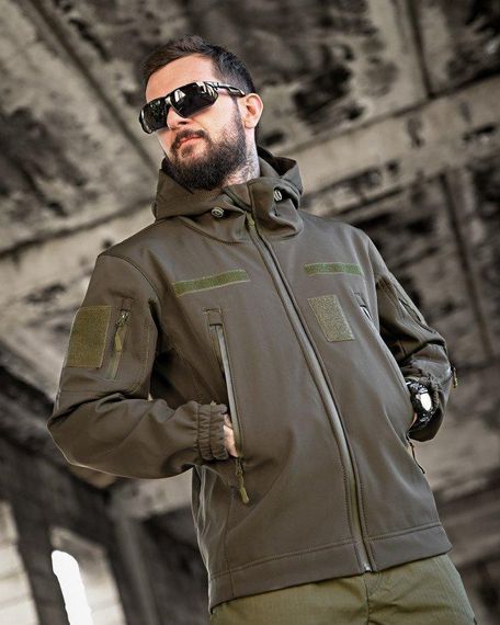 Демісезонна тактична куртка софтшел masad олива | Зображення 1