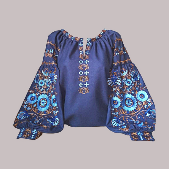 Рубашка Украинская вышиванка 22159 цвет синий размер XL/XXL | Зображення 1