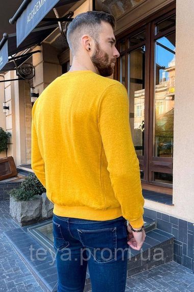 Чоловічий батник на флісі гірчичного кольору з принтом розмір XXL FA_000639 | Зображення 1