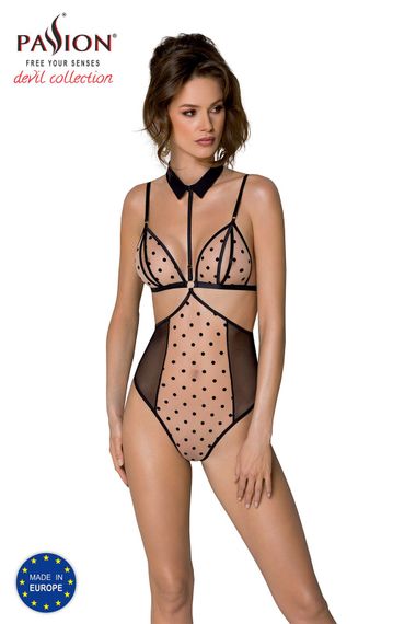 Боді з відкритими грудьми Passion DOMINICA BODY XXL/XXXL beige, комір-чокер, корсет